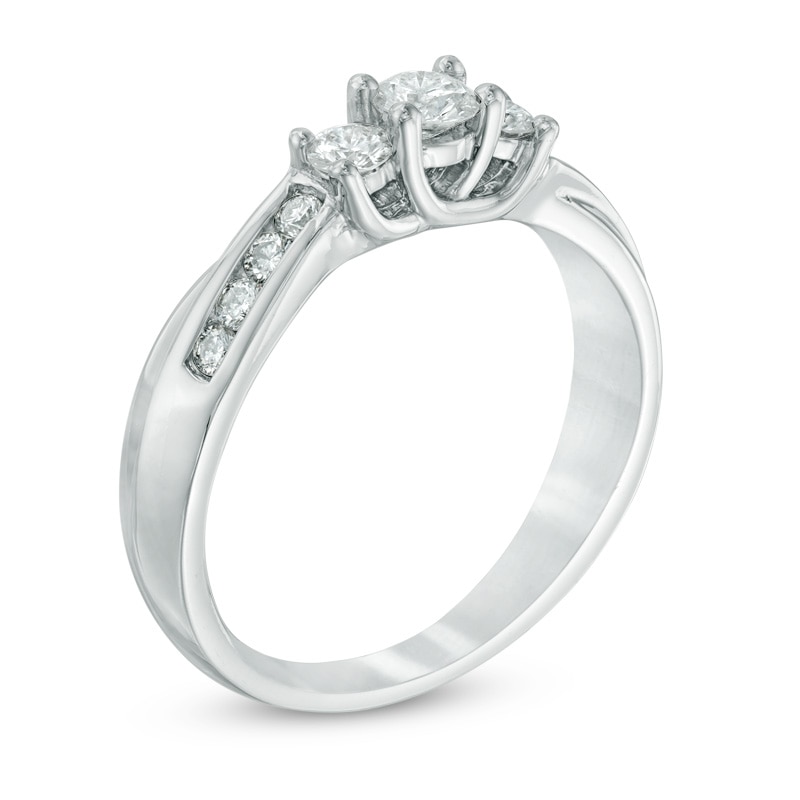 Main Image 2 of Previously Owned - 1/2 CT. T.W. Diamond Past Present Future® Engagement Ring in 10K White Gold