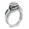 Thumbnail Image 2 of Previously Owned - 1 CT. T.W. Quad Princess-Cut Enhanced Black and White Diamond Bridal Set in 14K White Gold