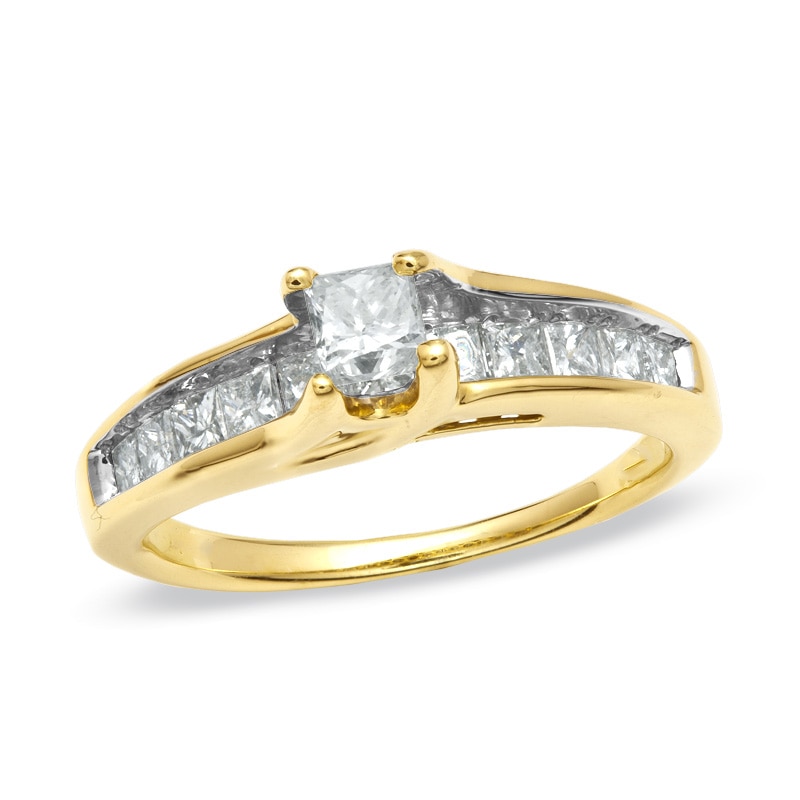 Main Image 1 of Previously Owned - 1 CT. T.W. Princess-Cut Diamond Engagement Ring in 14K Gold