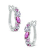 Previously Owned - Lab-Created Ruby and Multi-Color Sapphire Hoop Earrings in Sterling Silver