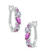 Thumbnail Image 0 of Previously Owned - Lab-Created Ruby and Multi-Color Sapphire Hoop Earrings in Sterling Silver