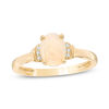 Thumbnail Image 1 of Previously Owned - Oval Opal and Diamond Accent Tri-Sides Collar Ring in 14K Gold