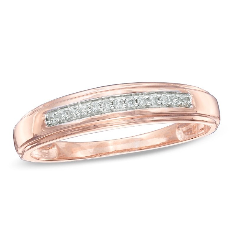 Main Image 1 of Previously Owned - 1/10 CT. T.W. Diamond Wedding Band in 10K Rose Gold