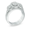 Thumbnail Image 2 of Previously Owned - 1 CT. T.W. Diamond Oval Frame Three Stone Cluster Three Piece Bridal Set in 10K White Gold