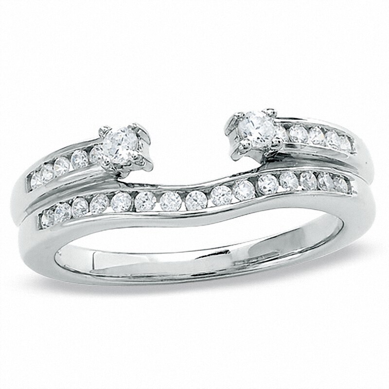 Main Image 1 of Previously Owned - 1/3 CT. T.W. Diamond Double Row Solitaire Enhancer in 14K White Gold