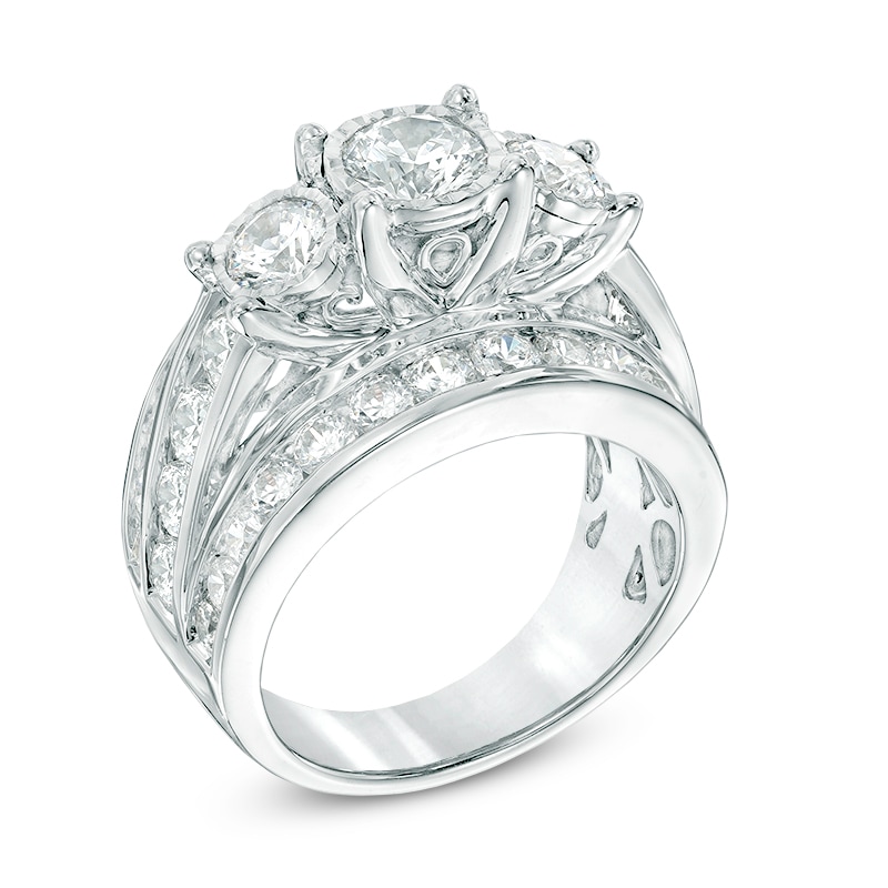 Main Image 2 of Previously Owned - 4 CT. T.W. Diamond Past Present Future® Ring in 14K White Gold