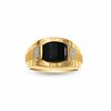 Thumbnail Image 1 of Previously Owned - Barrel-Cut Onyx Ring in 10K Gold with Diamond Accents