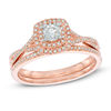 Thumbnail Image 0 of Previously Owned - 1/2 CT. T.W. Diamond Double Square Frame Twist Bridal Set in 14K Rose Gold