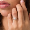 Thumbnail Image 3 of Previously Owned - 1/2 CT. T.W. Diamond Double Square Frame Twist Bridal Set in 14K Rose Gold