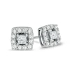 Thumbnail Image 1 of Previously Owned - 1 CT. T.W. Princess-Cut Diamond Frame Stud Earrings in 10K White Gold