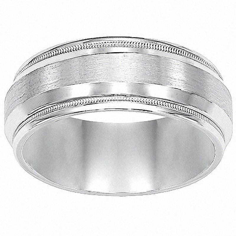 Main Image 1 of Previously Owned - 8.0mm Comfort Fit Wedding Band in 14K White Gold