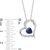 Thumbnail Image 2 of Previously Owned - 6.0mm Heart-Shaped Lab-Created Blue and White Sapphire Heart Pendant in Sterling Silver