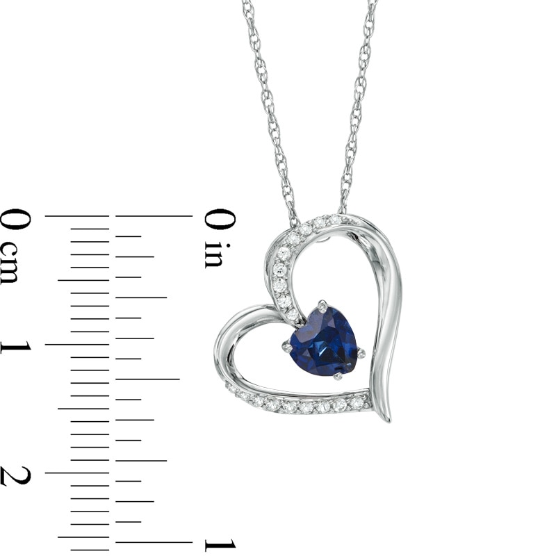 Main Image 2 of Previously Owned - 6.0mm Heart-Shaped Lab-Created Blue and White Sapphire Heart Pendant in Sterling Silver