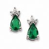 Previously Owned - Lab-Created Emerald Earrings in 14K White Gold with Diamond Accents
