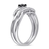 Thumbnail Image 2 of Previously Owned - 1/4 CT. T.W.  Black and White Diamond Sash Bridal Set in Sterling Silver