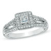 Thumbnail Image 0 of Previously Owned - 1/2 CT. T.W. Princess-Cut Diamond Frame Vintage-Style Engagement Ring in 10K White Gold