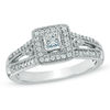 Thumbnail Image 1 of Previously Owned - 1/2 CT. T.W. Princess-Cut Diamond Frame Vintage-Style Engagement Ring in 10K White Gold