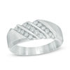 Thumbnail Image 1 of Previously Owned - 1/2 CT. T.W. Diamond Three Row Slant Wedding Band in 10K White Gold