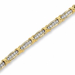 Previously Owned - 1 CT. T.W. Diamond Fashion &quot;X&quot; Bracelet in 10K Gold
