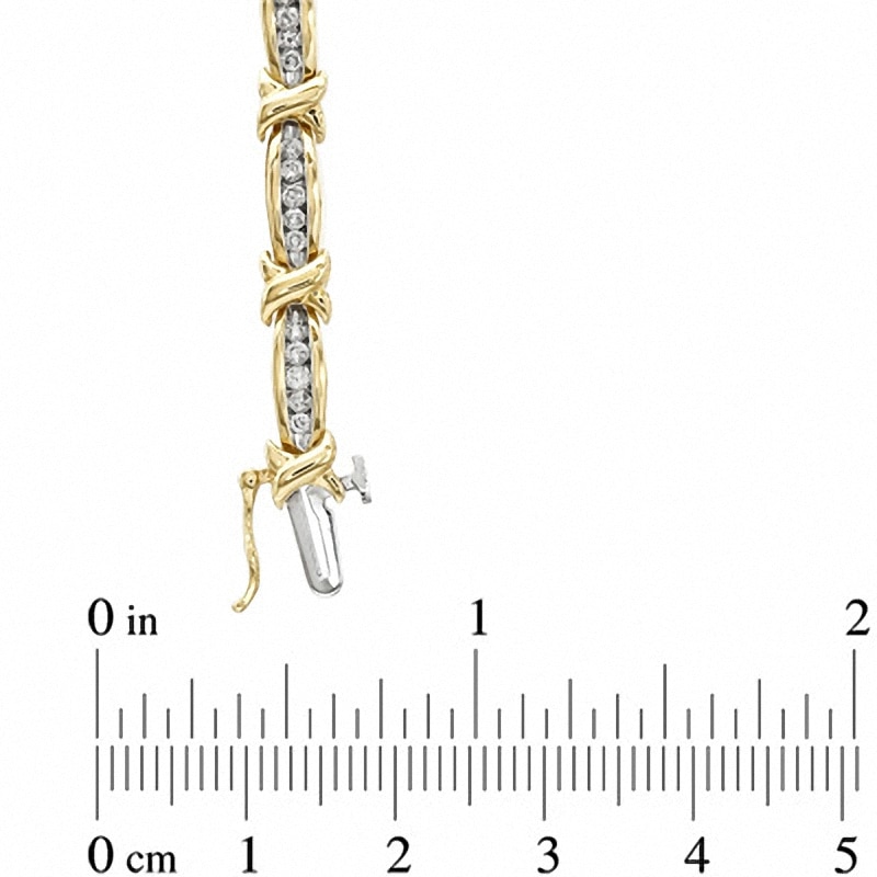 Main Image 3 of Previously Owned - 1 CT. T.W. Diamond Fashion "X" Bracelet in 10K Gold