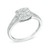 Thumbnail Image 1 of Previously Owned - 1/2 CT. T.W. Diamond Square Frame Cluster Engagement Ring in 10K White Gold