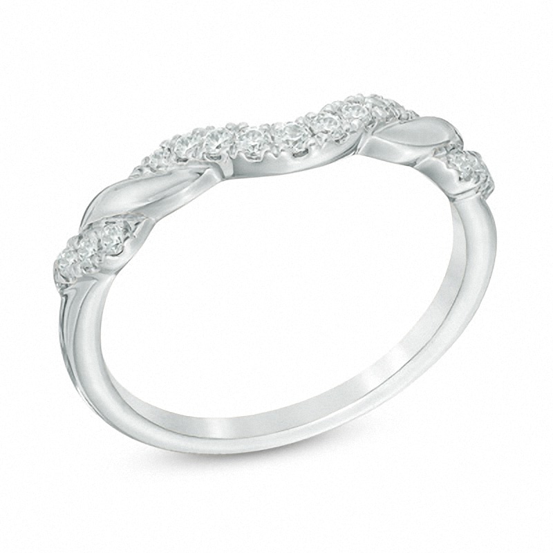 Main Image 2 of Previously Owned - 1/5 CT. T.W. Diamond Contour Anniversary Band in 14K White Gold