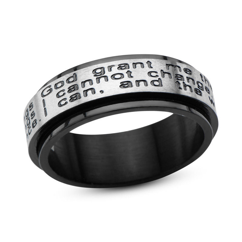 Previously Owned - Men's 8.0mm Serenity Prayer Spinner Band in Two-Tone Stainless Steel