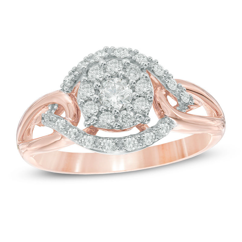 Main Image 1 of Previously Owned - 1/2 CT. T.W. Diamond Open Cluster Ring in 10K Rose Gold