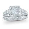 Thumbnail Image 1 of Previously Owned - 3/8 CT. T.W. Princess-Cut Composite Diamond Frame Bridal Set in 10K White Gold