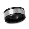 Thumbnail Image 1 of Previously Owned - Men's 10.0mm Weave-Textured Wedding Band in Two-Tone Stainless Steel