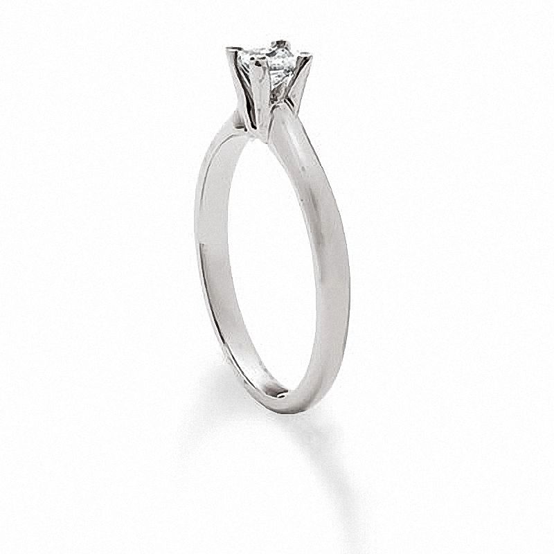 Main Image 2 of Previously Owned - 1/4 CT. Princess-Cut Diamond Solitaire Engagement Ring in 14K White Gold