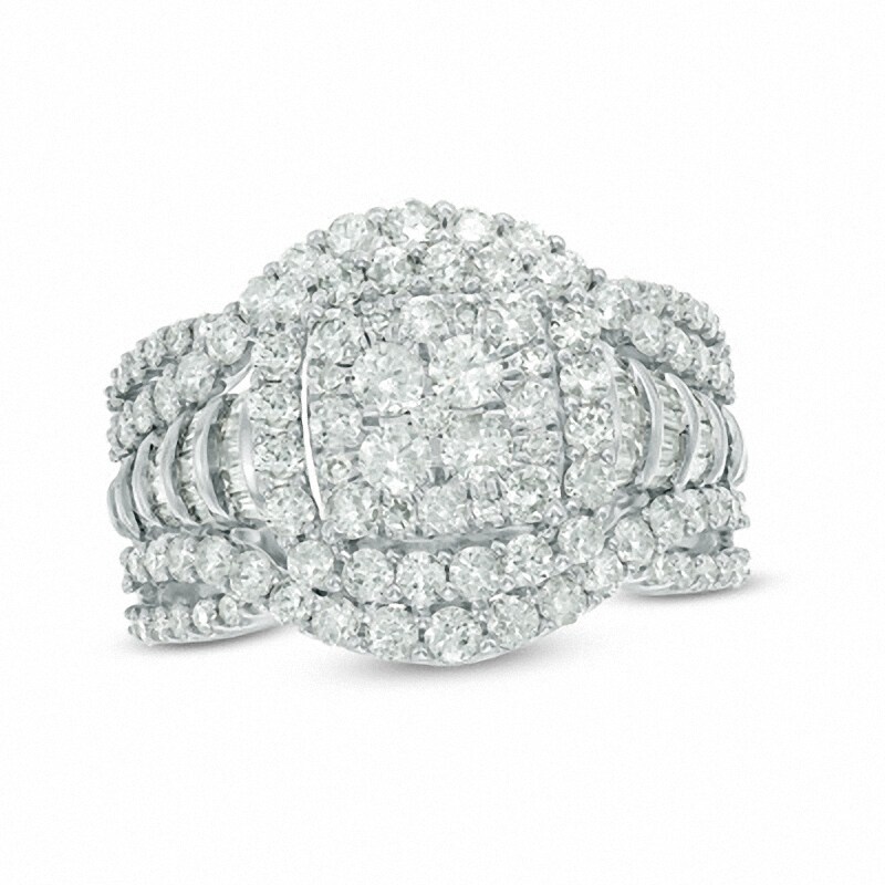 Previously Owned - 2 CT. T.W. Composite Diamond Layered Frame Ring in 10K White Gold