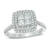 Thumbnail Image 1 of Previously Owned - 1 CT. T.W. Princess-Cut Quad Diamond Double Frame Engagement Ring in 14K White Gold