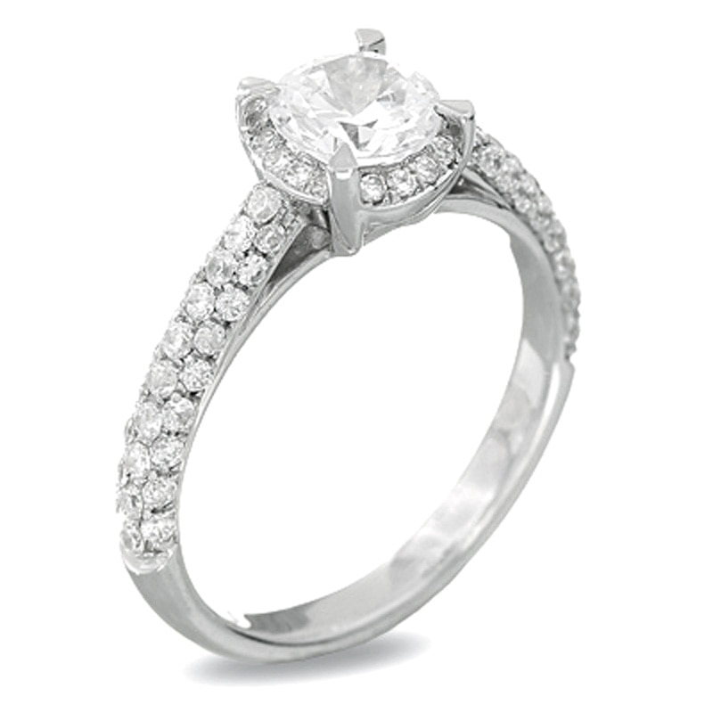 Main Image 2 of Previously Owned - 1-1/2 CT. T.W. Framed Pavé Diamond Ring in 14K White Gold