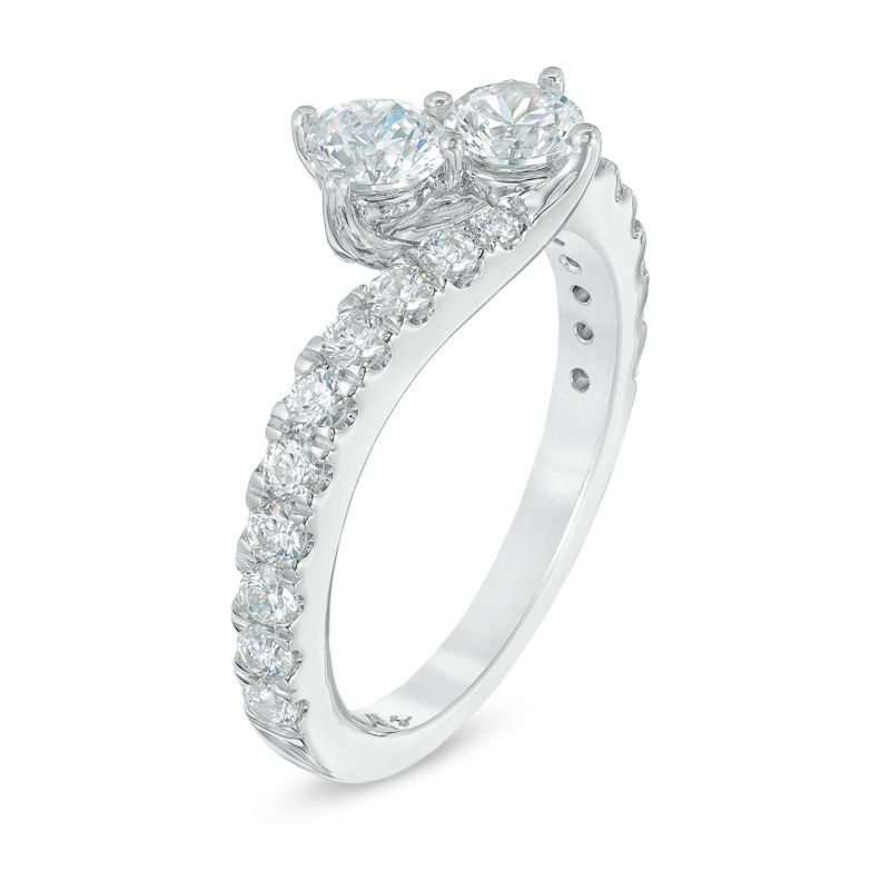 Previously Owned - Ever Us™ 3/4 CT. T.W. Two-Stone Diamond Bypass Ring in 14K White Gold