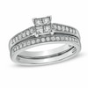 Thumbnail Image 1 of Previously Owned - 1/2 CT. T.W. Quad Princess-Cut Diamond Vintage-Style Bridal Set in 10K White Gold