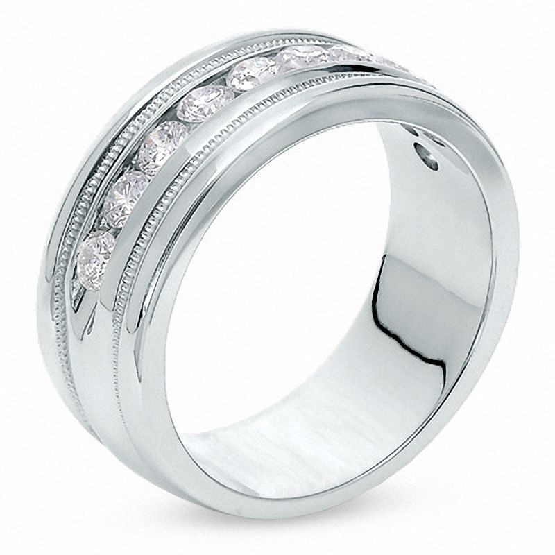 Previously Owned - Men's 1 CT. T.W. Diamond Milgrain Band in 14K White Gold
