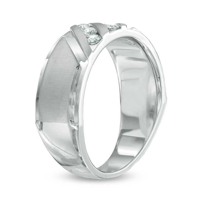 Previously Owned - Men's 3/8 CT. T.W. Diamond Slant Ring in 10K White Gold