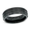 Thumbnail Image 0 of Previously Owned - Men's 7.0mm Double Groove Black Cobalt Wedding Band