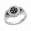 Thumbnail Image 0 of Previously Owned - 1/3 CT. T.W. Enhanced Black and White Diamond Vintage-Style Cluster Ring in Sterling Silver