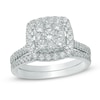Thumbnail Image 1 of Previously Owned 1 CT. T.W. Composite Diamond Square Frame Soldered Bridal Set in 10K White Gold