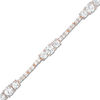 Thumbnail Image 1 of Previously Owned - Lab-Created White Sapphire Three Stone Bracelet in Sterling Silver with 18K Rose Gold Plate - 7.25"