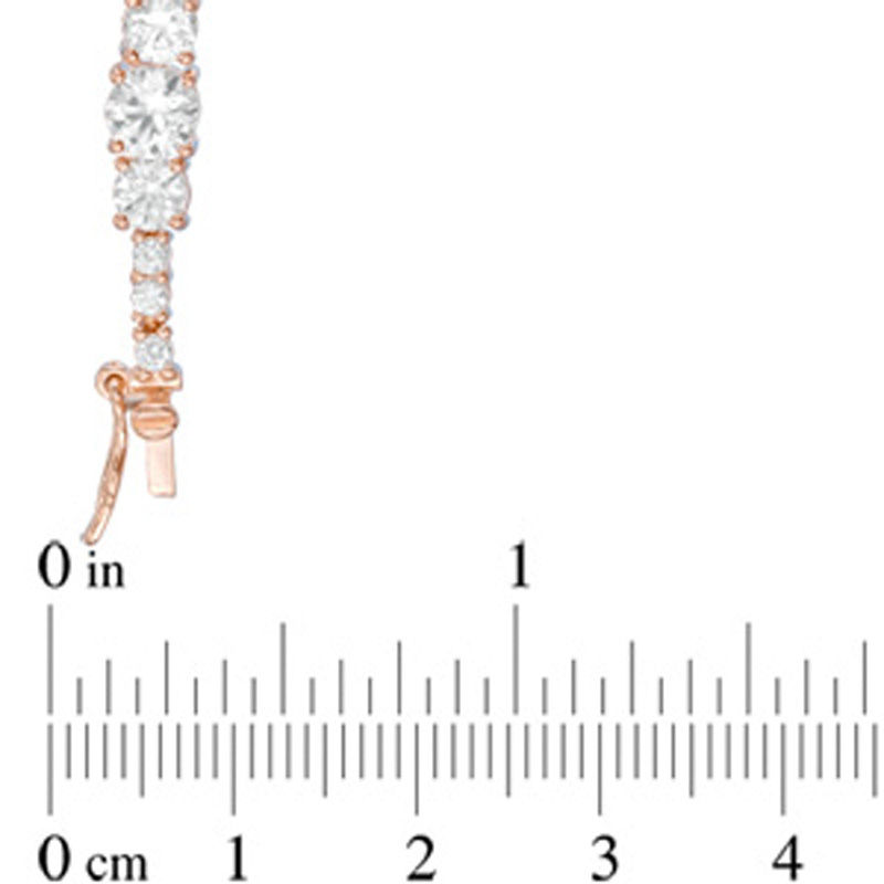 Main Image 2 of Previously Owned - Lab-Created White Sapphire Three Stone Bracelet in Sterling Silver with 18K Rose Gold Plate - 7.25"