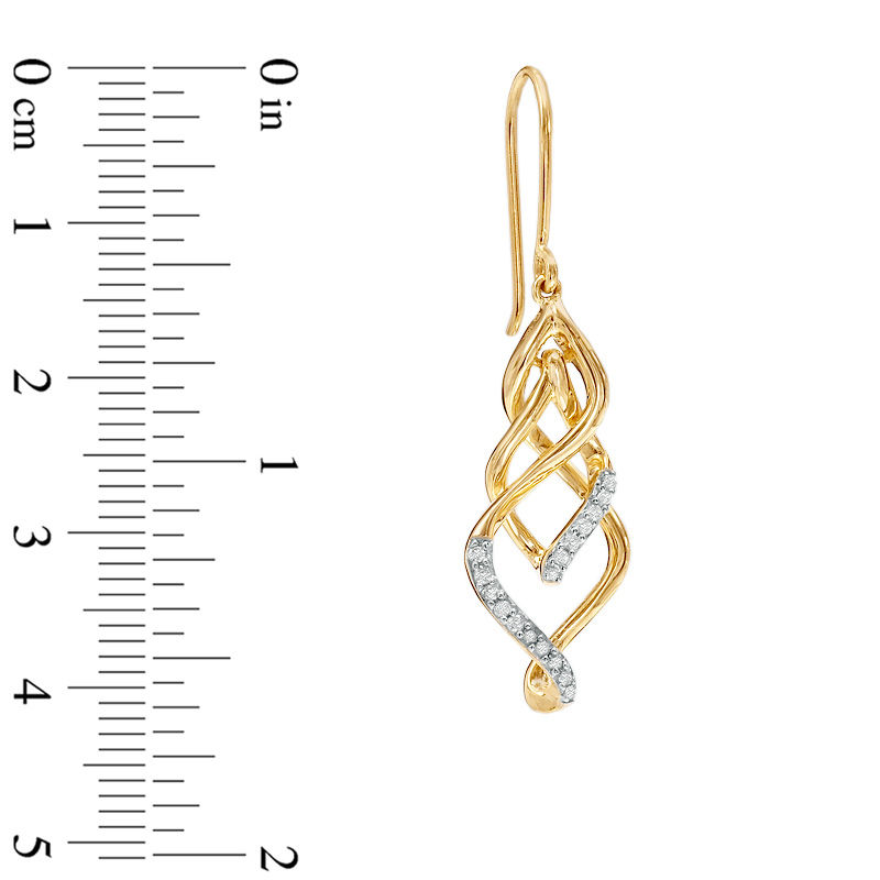 Previously Owned - 1/5 CT. T.W. Diamond Twisted Vine Drop Earring in 10K Gold