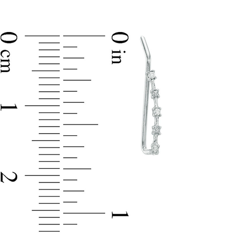 Main Image 2 of Previously Owned - Diamond Accent Curved Line Crawler Earrings in 10K White Gold