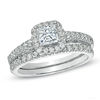 Thumbnail Image 1 of Previously Owned - Celebration Lux® 1-1/5 CT. T.W. Princess-Cut Diamond Bridal Set in 14K White Gold (I/SI2)