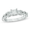 Thumbnail Image 1 of Previously Owned - 1 CT. T.W. Princess-Cut Diamond Past Present Future® Twist Ring in 14K White Gold (I/I1)