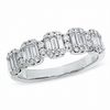 Previously Owned - 3/4 CT. T.W. Baguette and Round Diamond Band in 14K White Gold