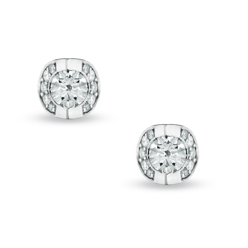 Main Image 1 of Previously Owned - 1/2 CT. T.W. Diamond Earrings in 14K White Gold (I/I2)