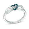 Thumbnail Image 2 of Previously Owned - Enhanced Blue and White Diamond Accent Infinity with Heart Ring in 10K White Gold